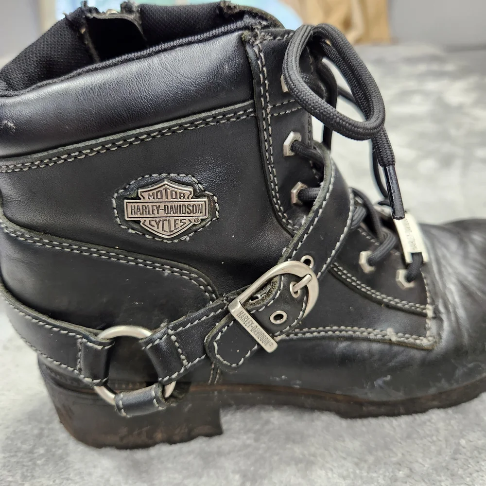 Harley-Davidson® Women's Size 10 Tegan 4-Inch Black Lace-Up Boots. - Picture 6 of 10
